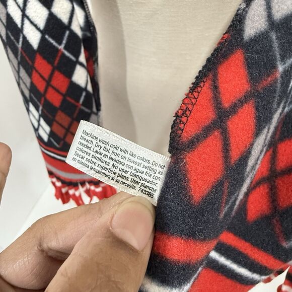 ST JOHNS BAY Argyle Scarf fleece 56 Inch Long Fringe Unisex Multicolor - Picture 12 of 12